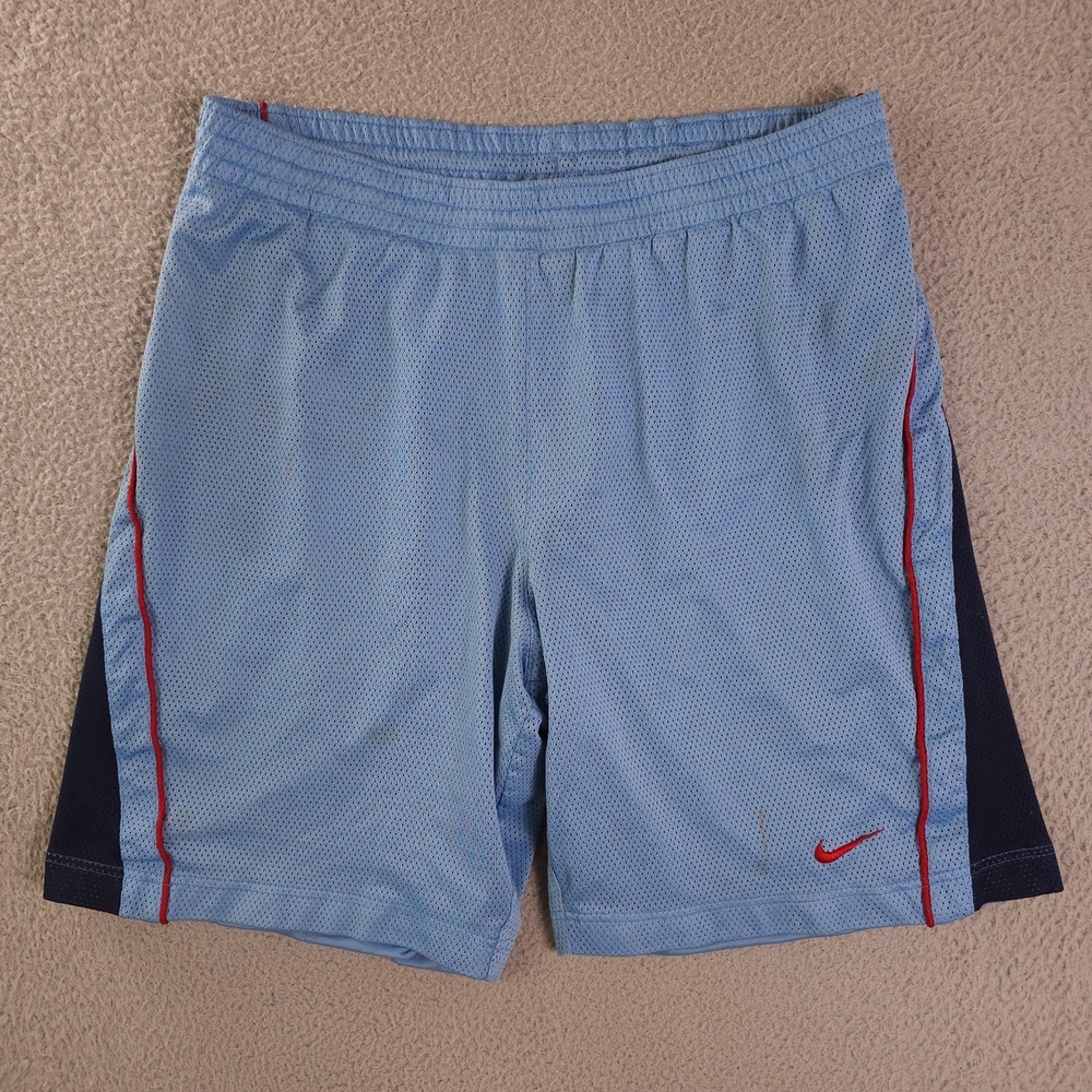 Vintage Nike Shorts Mens XL Blue Colorblock Basketball Mesh Lined Athletic Gym